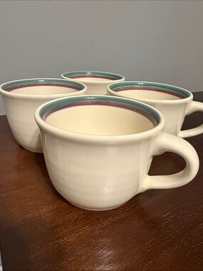 Pfaltzgraff USA Vintage 90’s Juniper Stoneware Flat Coffee Cup set of 4 Like New